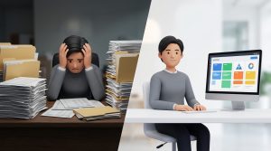 Businessman analyzing financial losses on a chart