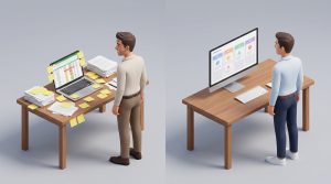 Office employee in despair due to a large number of tasks