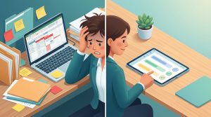 Profit growth chart after business automation on a laptop screen