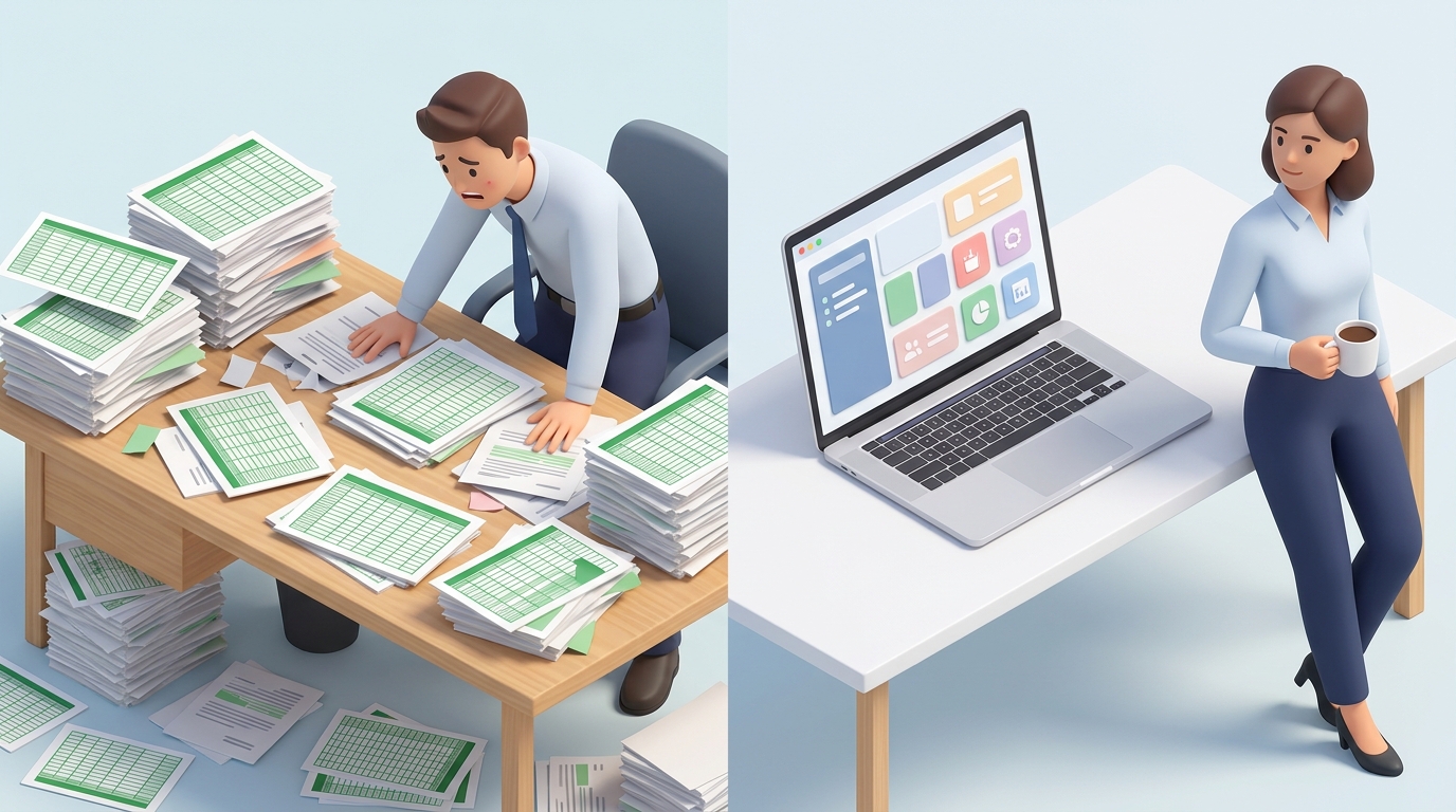 Businessman trying to handle many tasks simultaneously in chaos